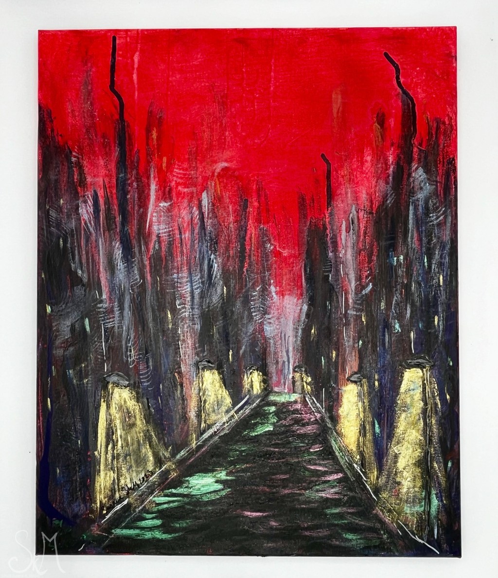 Red Noir - Acrylics on 16x20" back-stapled canvas with ¾" side.